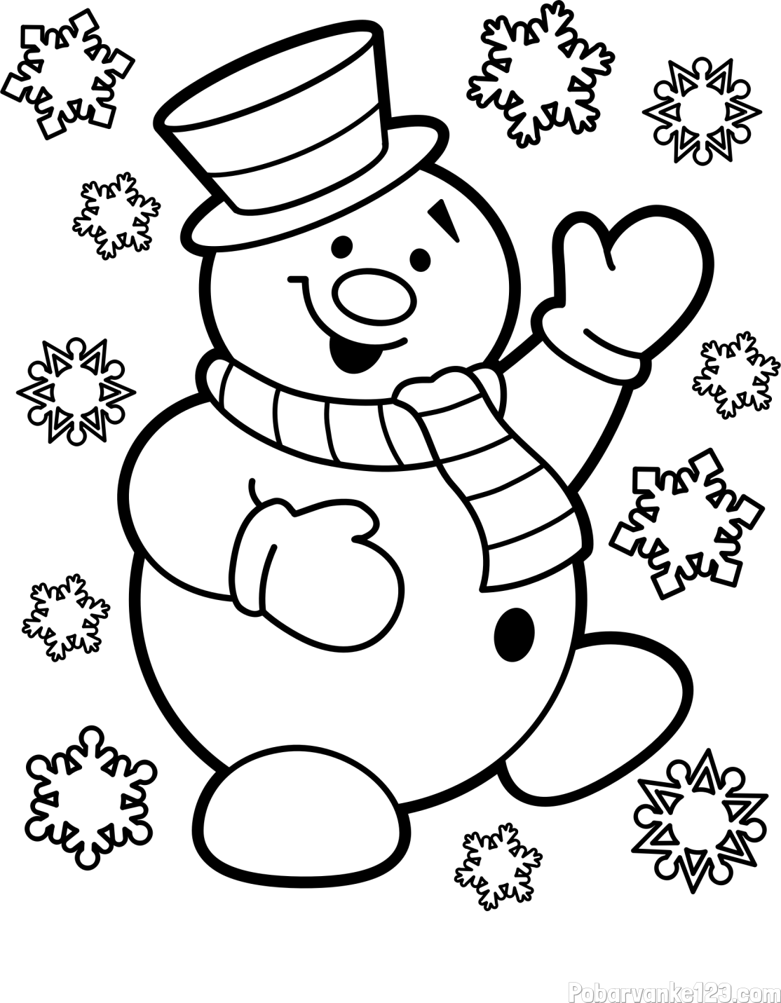 Pobarvanka veselega snežaka