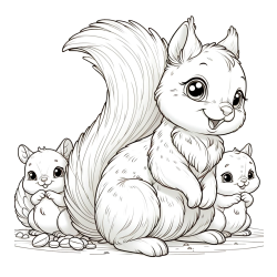 Pobarvanka veveričje družine