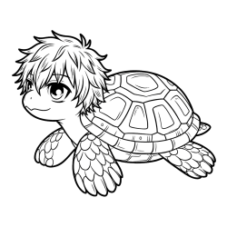 Pobarvanka želve v stilu anime