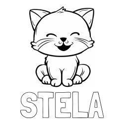 Pobarvanke imena Stela in ljubke muce