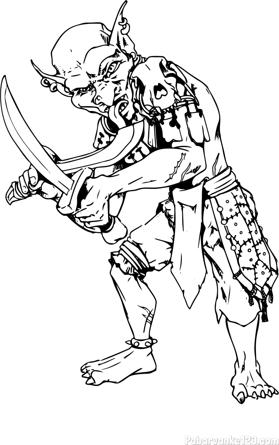 Pobarvnaka škrata s sabljo