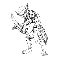 Pobarvnaka škrata s sabljo