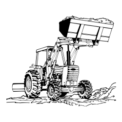 Pobarvanka velikega traktorja med prenosom zemljine