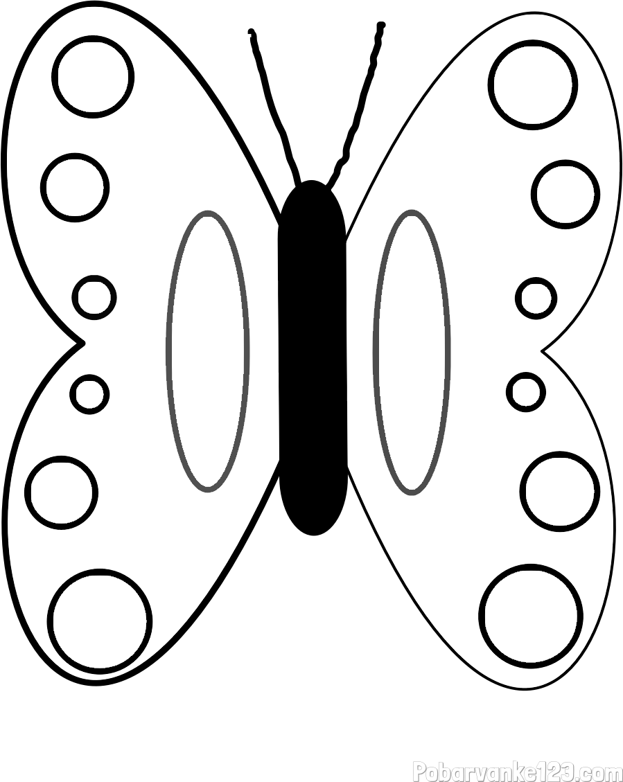 Preprosta otroška pobarvanka metuljčka