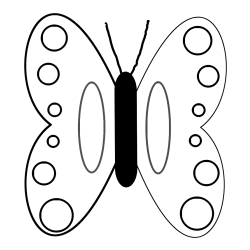 Preprosta otroška pobarvanka metuljčka