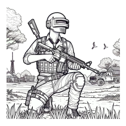 PUBG pobarvanka glavnega lika v klečečem položaju